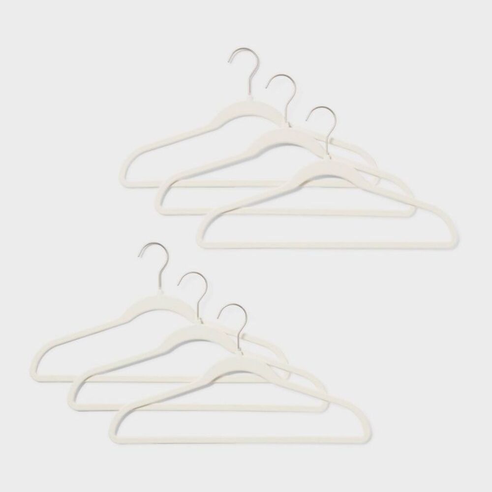 100pk Flocked Suit Hangers White - Brightroom